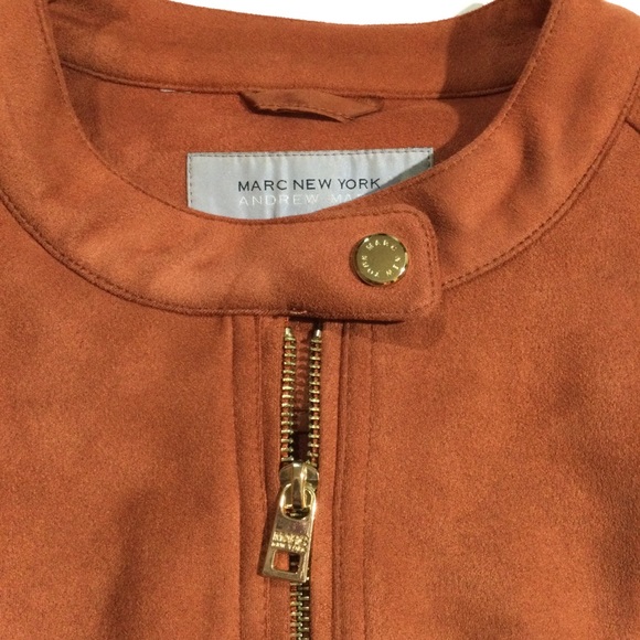 Andrew Marc Size M Faux Suede Moto Coat Jacket - Picture 3 of 9